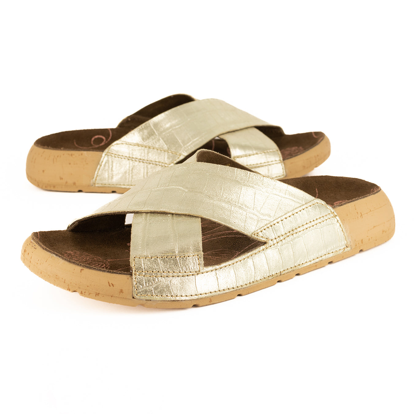 Monifa : Ladies Leather Sandal in Gold