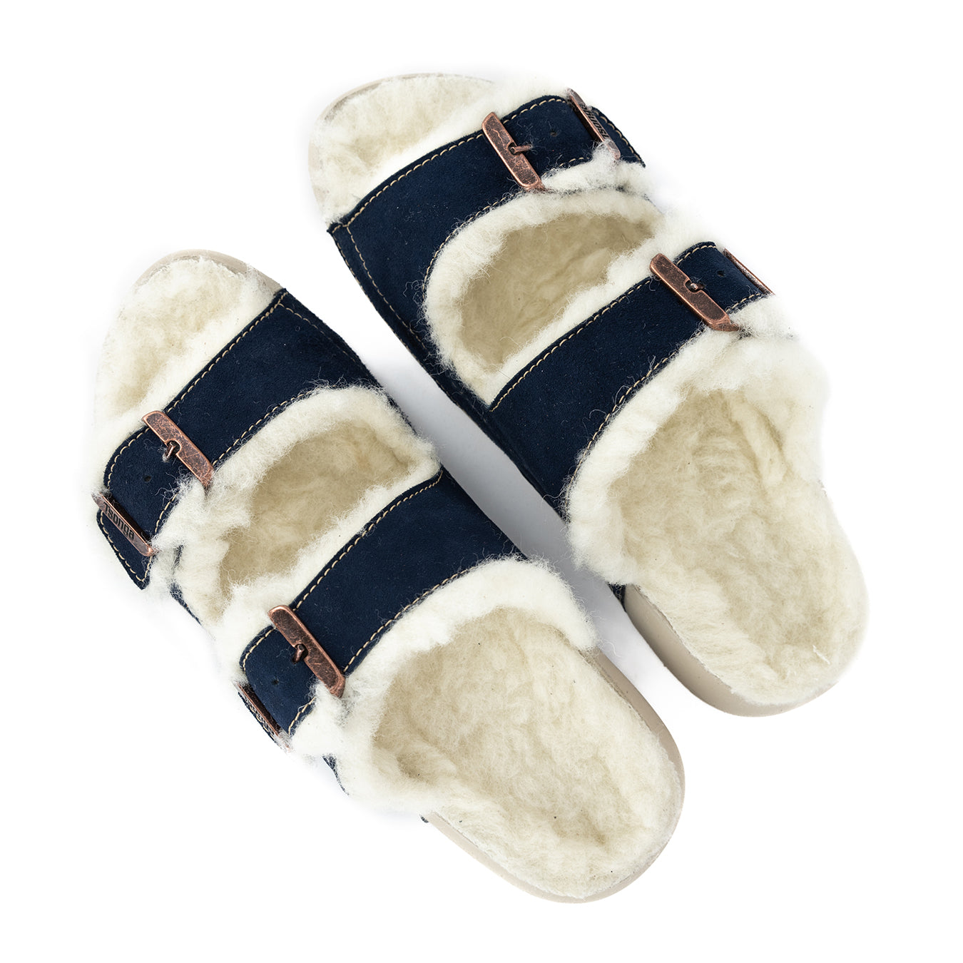 Abidjan : Ladies Leather Sandal with Wool Lining in Navy