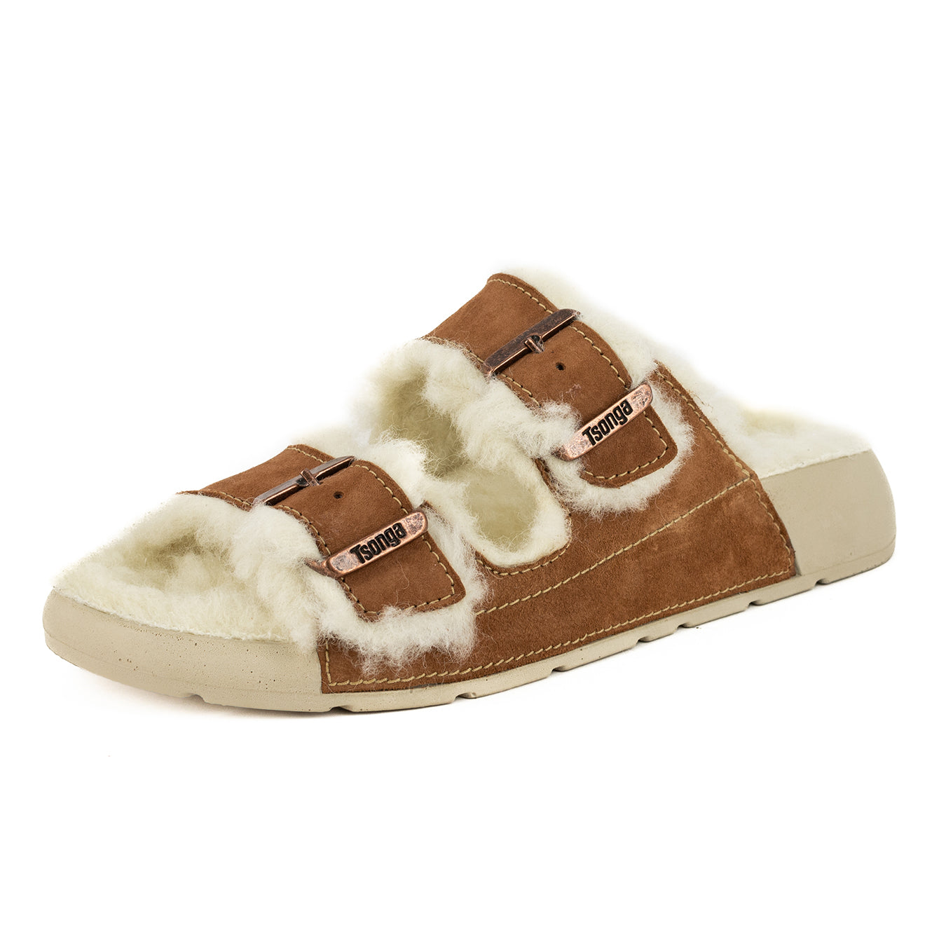 Abidjan : Ladies Leather Sandal with Wool Lining in Suede