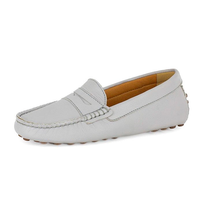 Light gray loafer shoe on a white background