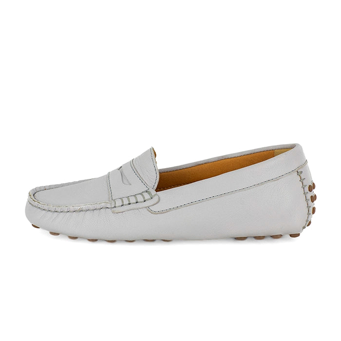 Light gray loafer shoe on a white background