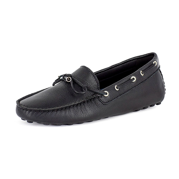 Kamensi : Ladies Leather Moccasin In Black Cayak