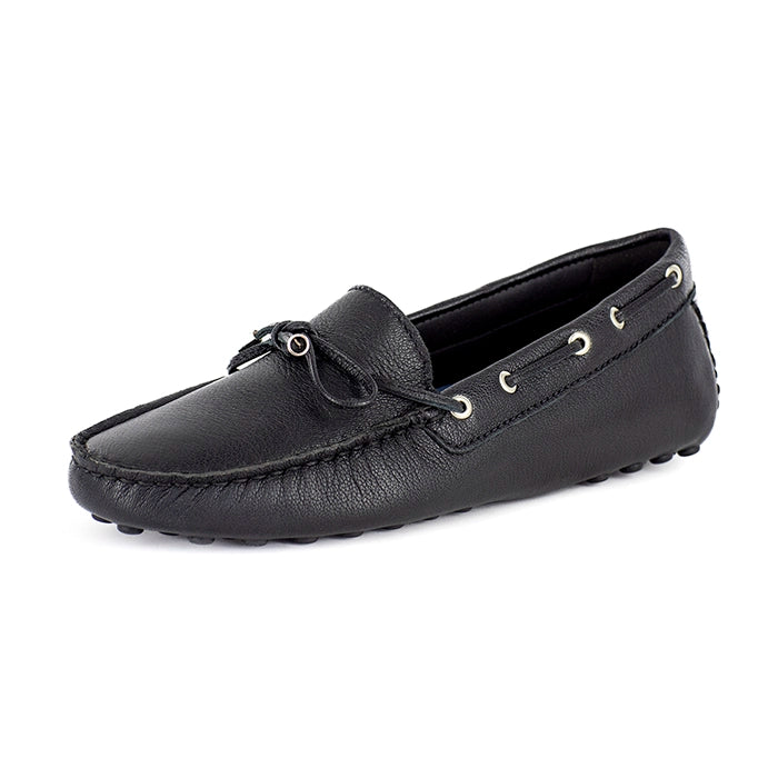 Kamensi : Ladies Leather Moccasin In Black Cayak