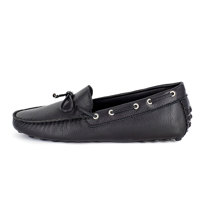 Kamensi : Ladies Leather Moccasin In Black Cayak