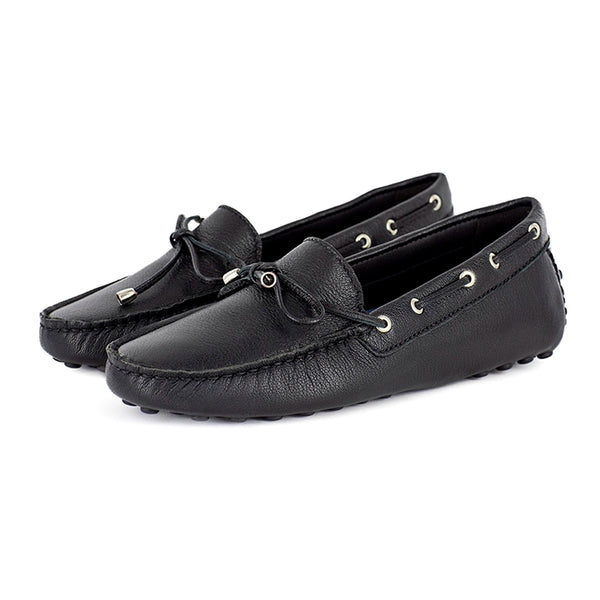 Kamensi : Ladies Leather Moccasin In Black Cayak