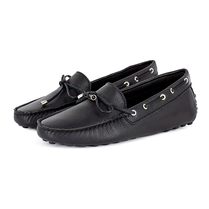 Kamensi : Ladies Leather Moccasin In Black Cayak