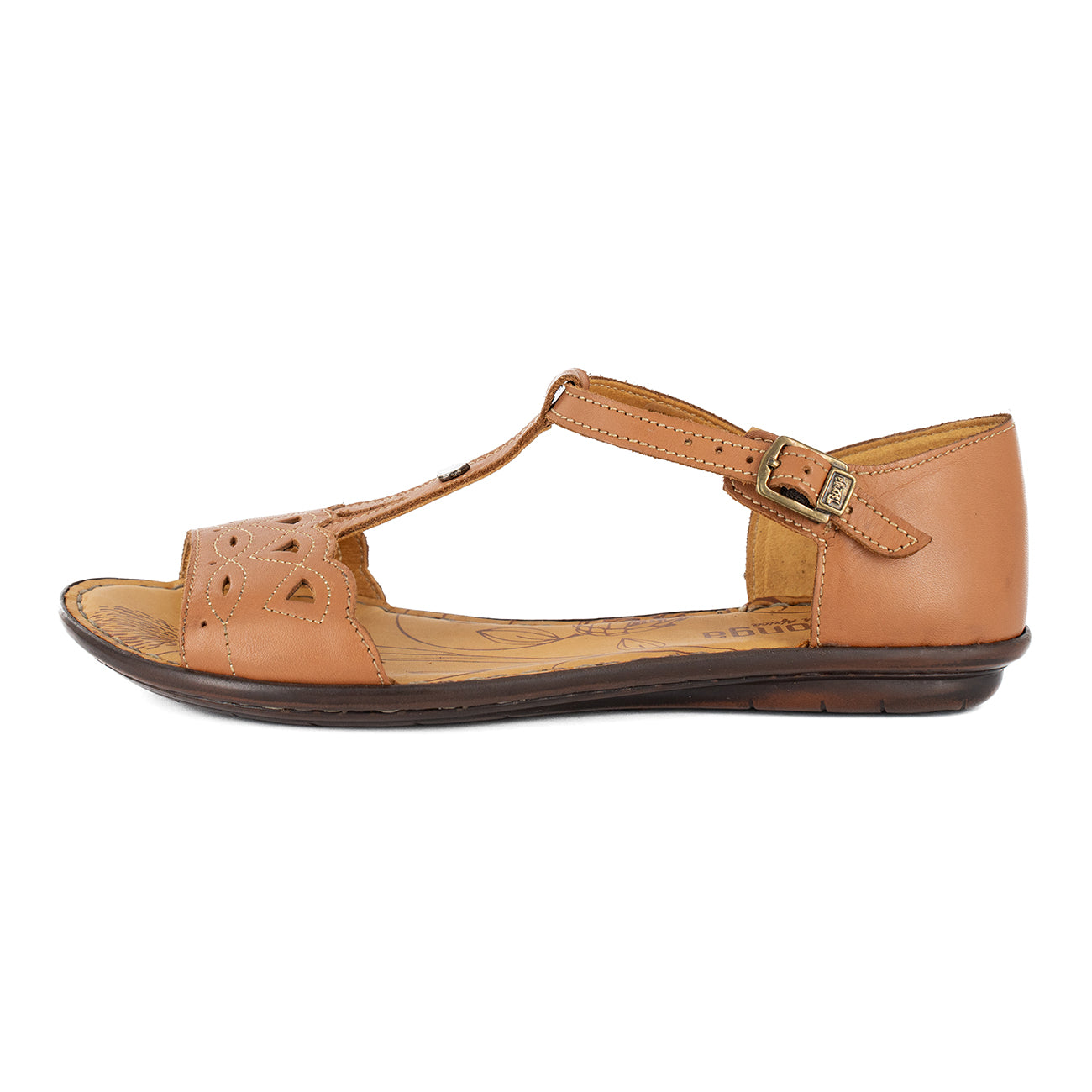 Venge : Ladies Leather Sandal in Hazel Relaxa (choc sole)