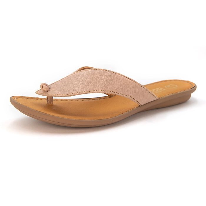 A single Tsonga leather thong sandal in a light pink color, displayed on a clean white background.