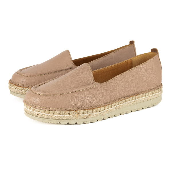 Dodoma : Ladies Leather Moccasin Espadrille in Timber Cayak