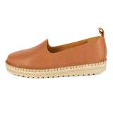 Brown leather espadrille shoe on a white background