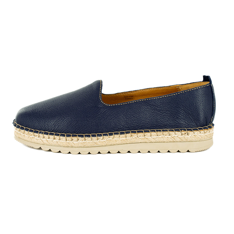 Banjul : Ladies Leather Espadrille in Marine Cayak