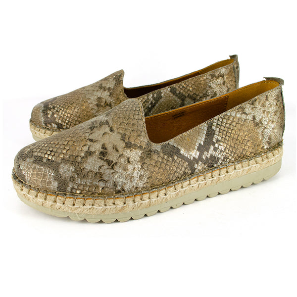 Banjul : Ladies Leather Espadrille in Opal Rockafella