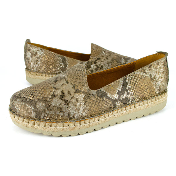 Banjul : Ladies Leather Espadrille in Opal Rockafella