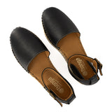 Gisenyi : Ladies Leather Espadrille Shoe in Black Natan