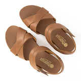 Yekisayo : Ladies Leather Platform Sandal in Hazel Relaxa