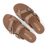 Ashmun : Ladies Leather Sandal in Timber
