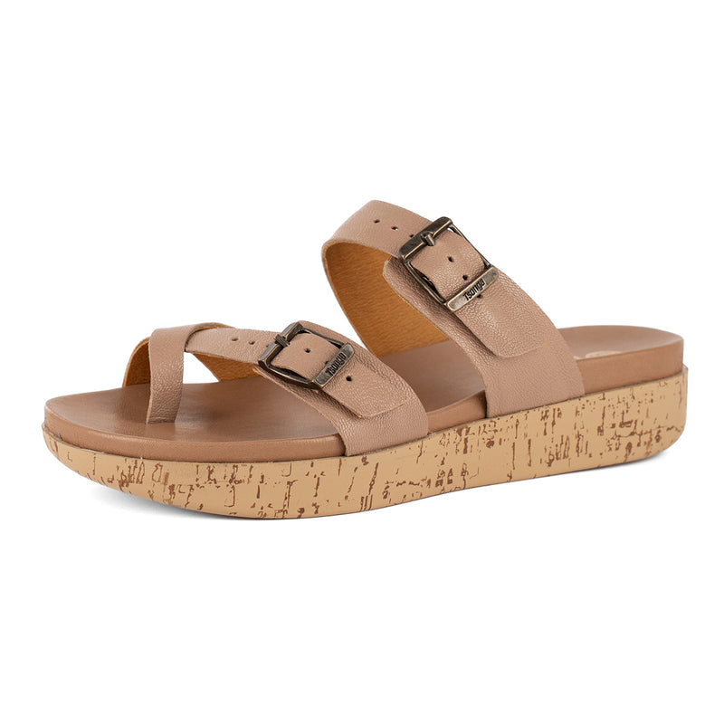Ashmun : Ladies Leather Sandal in Timber