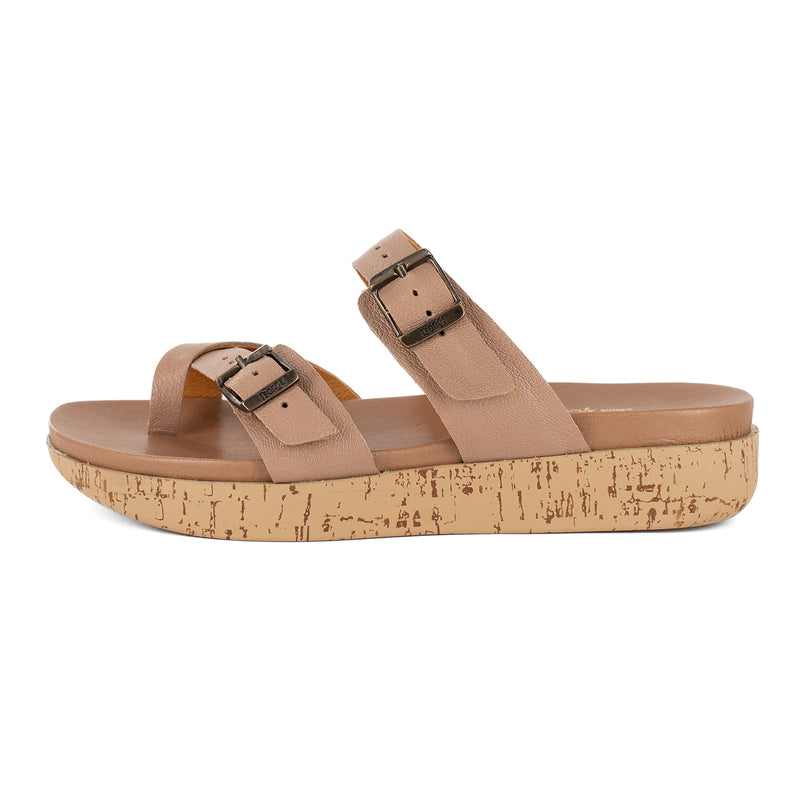 Ashmun : Ladies Leather Sandal in Timber