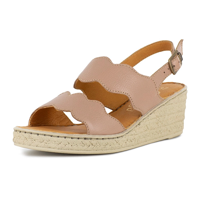 Beige wedge sandal on a white background