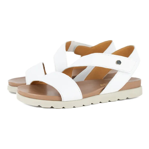 White sandals with off white soles on a white background