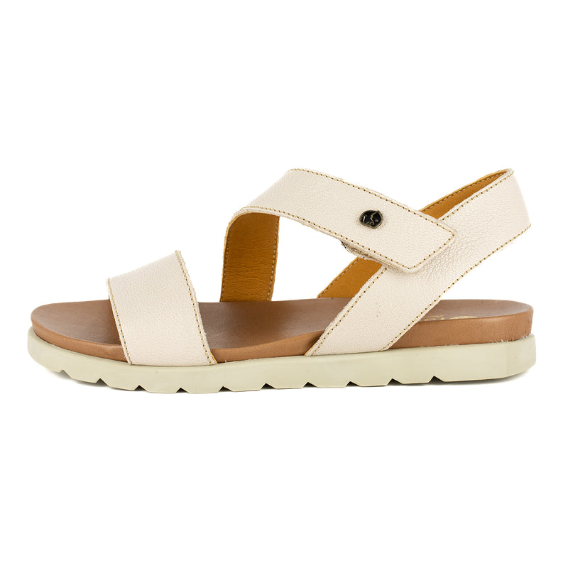 Otavi : Ladies Leather Sandal in Cream Cayak