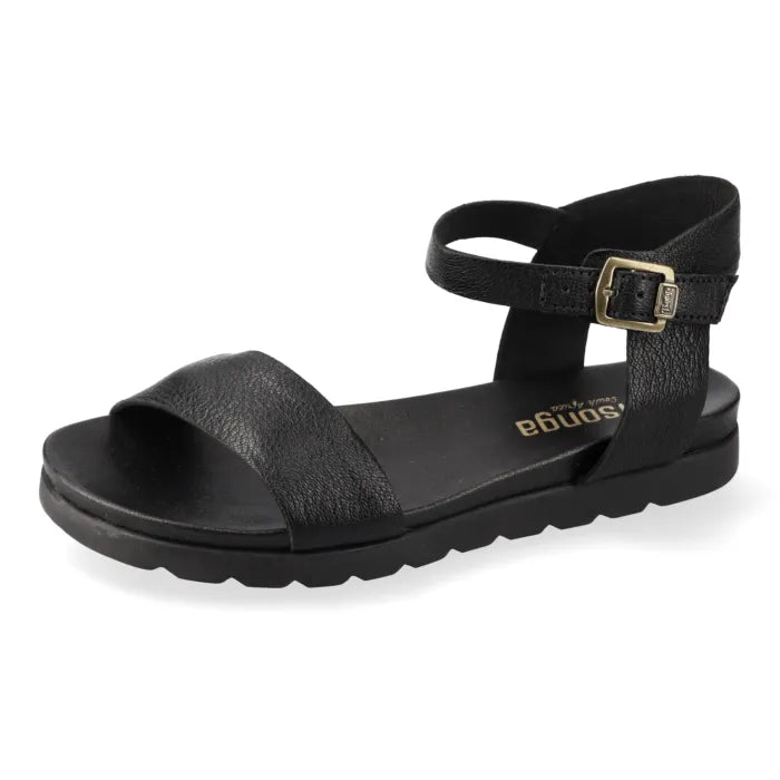 Dorkani : Ladies Leather Sandal in Black