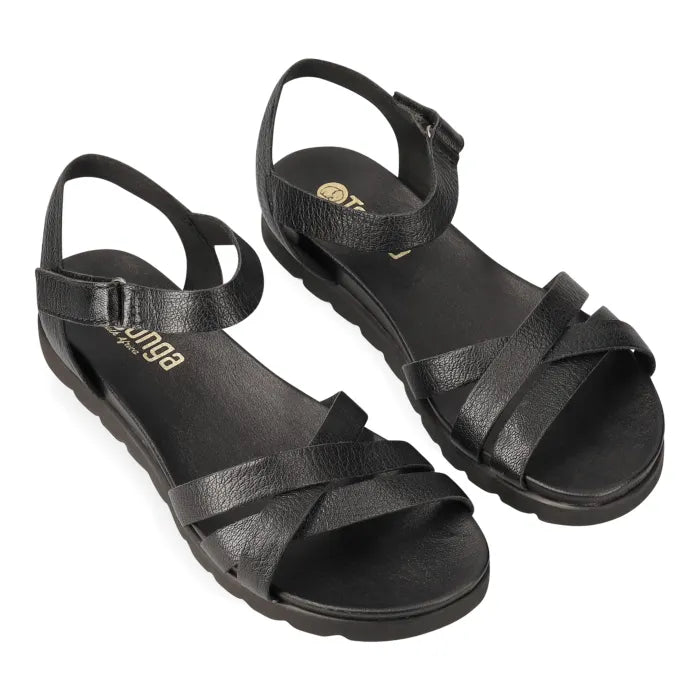 Black sandals on a white background