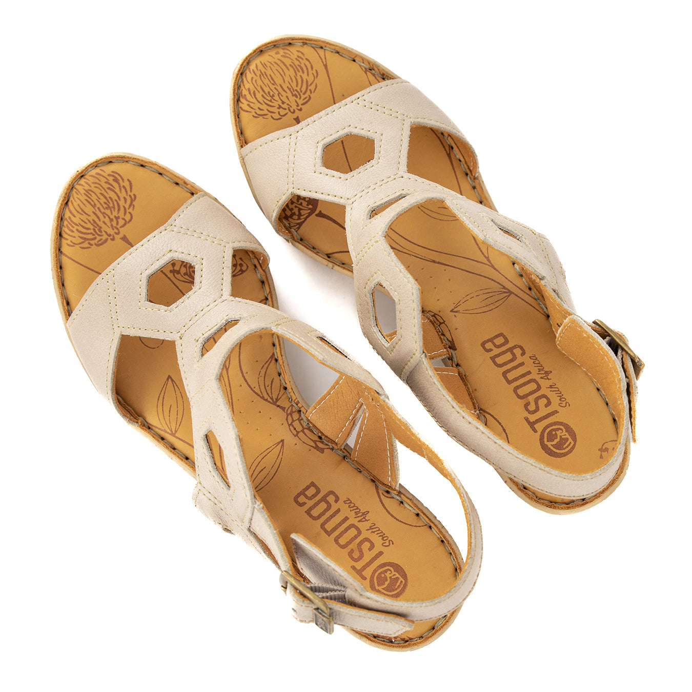 Amondi : Ladies High-Heeled Leather Sandal in Gravel