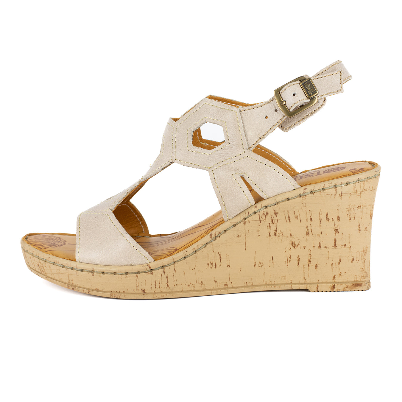 Amondi : Ladies High-Heeled Leather Sandal in Gravel