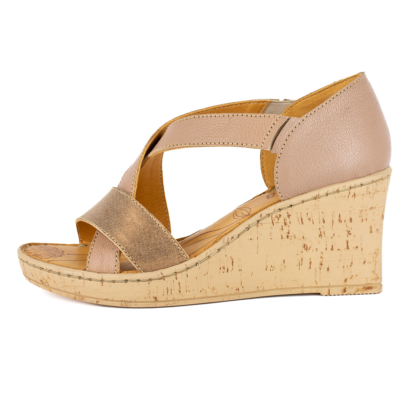 Ekundayo : Ladies High-Heeled Leather Sandal in Timber & Beige