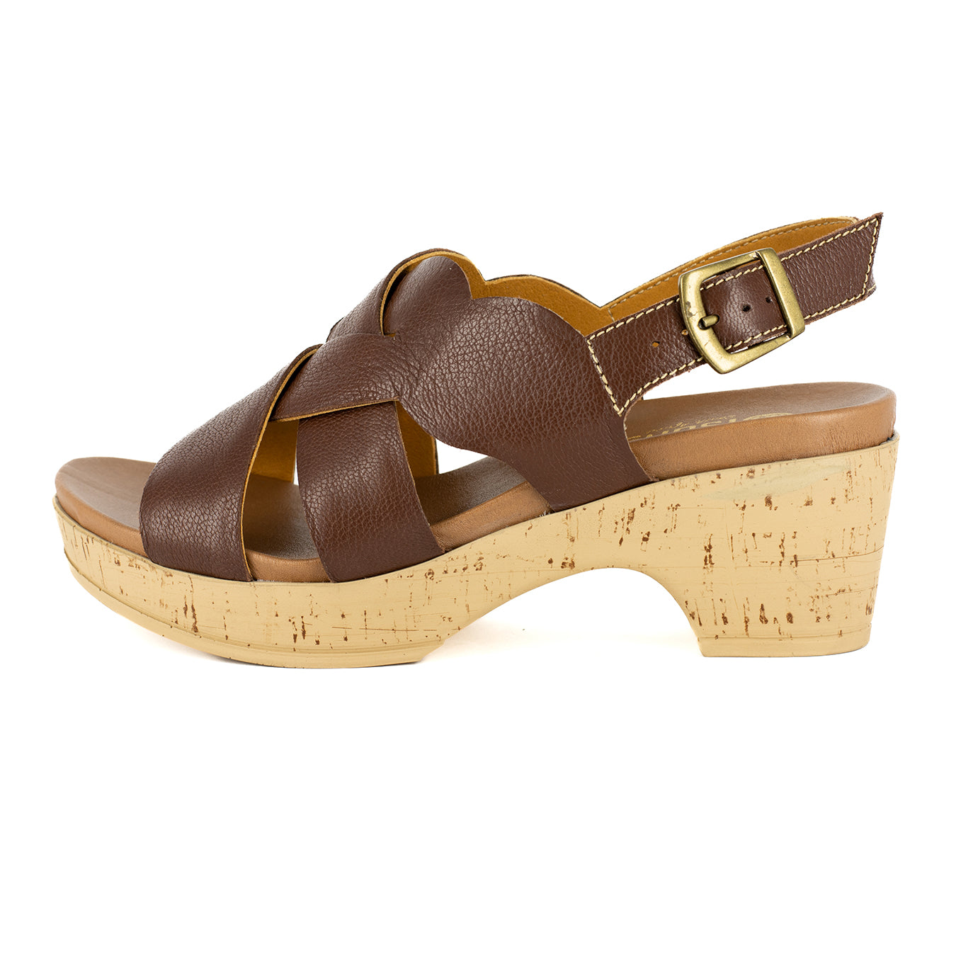 Akeyo : Ladies High-Heeled Leather Sandal in Cafe