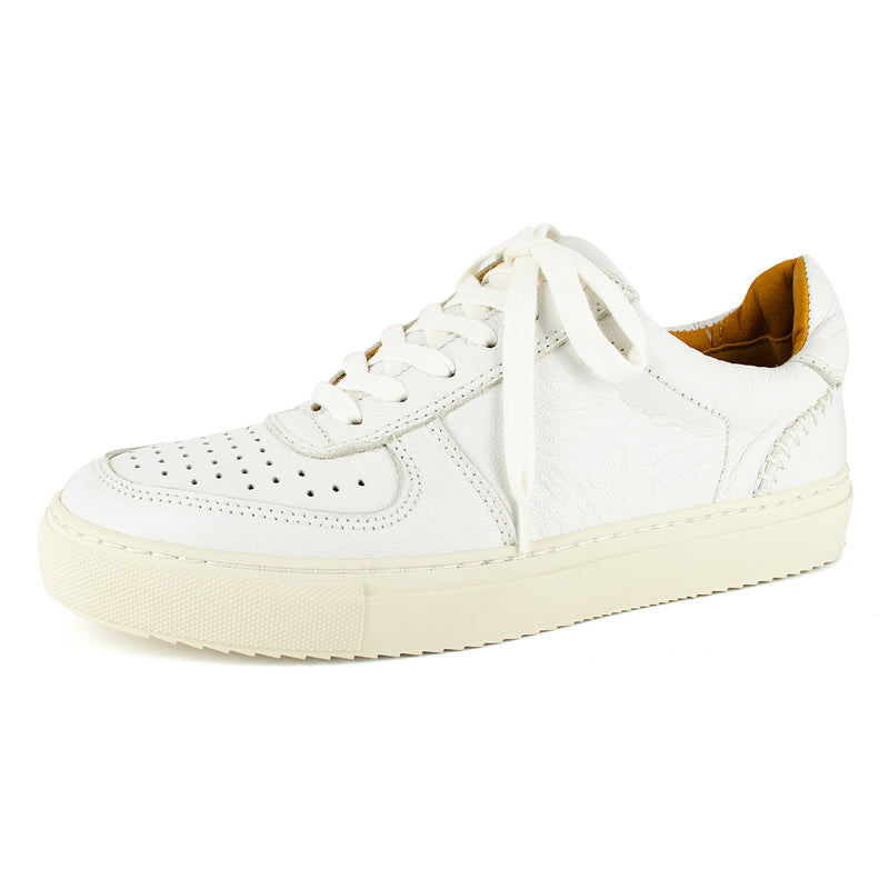 Conakry : Ladies Leather Sneaker in White Cayak