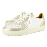 Conakry : Ladies Leather Sneaker in White & Bark