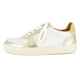 Conakry : Ladies Leather Sneaker in White & Bark