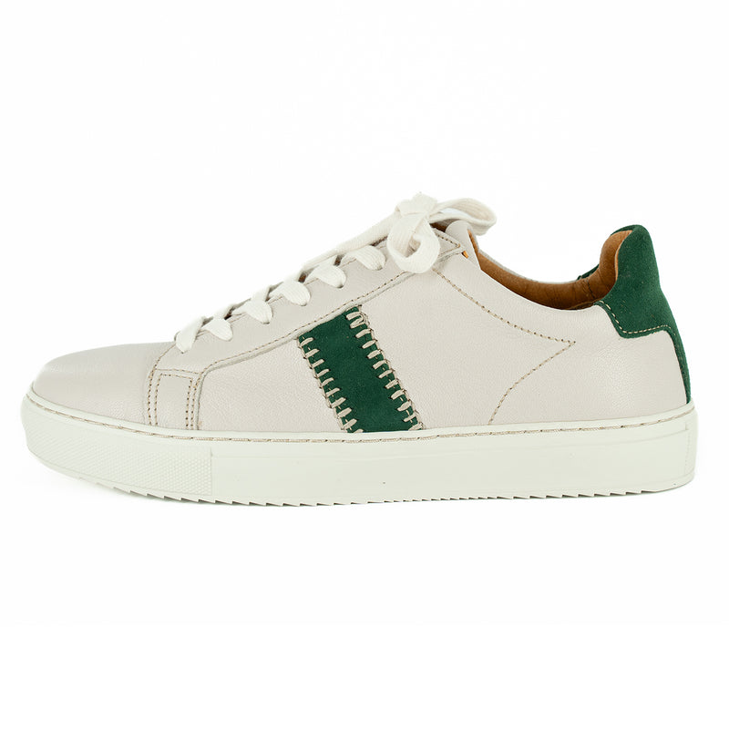 Tripoli : Ladies Leather Sneaker in Cream & Pine