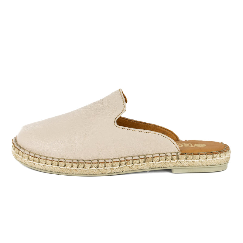 Ukubasa : Ladies Leather Slip-on Espadrille in Cream