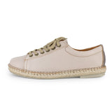 Beige sneaker with espadrille sole on a white background