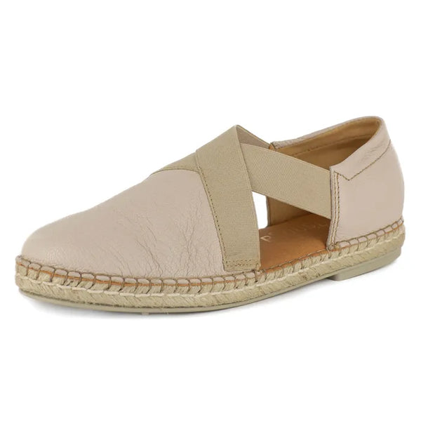 Beige espadrille shoe on a white background