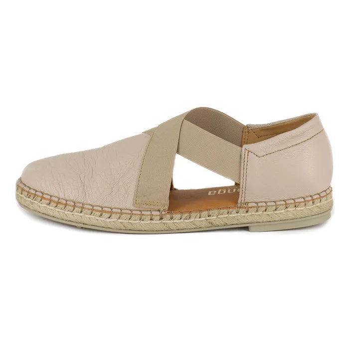 Beige espadrille shoe on a white background