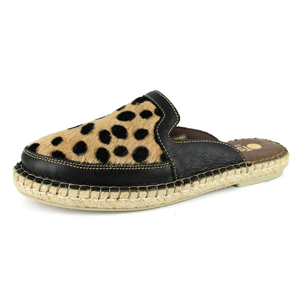 Leopard print mule on a white background