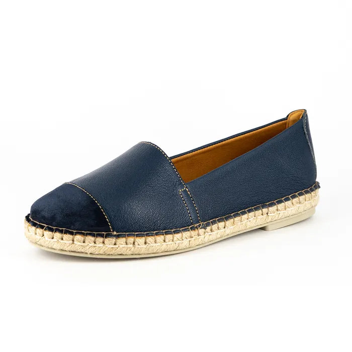 Blue espadrille shoe on a white background