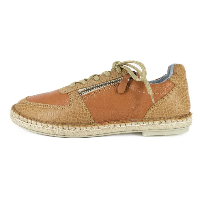 Brown sneaker with textured design on a white background