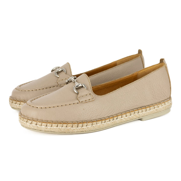 Kataleya Ladies Leather Espadrille Shoe in Gravel Vintage Tsonga International