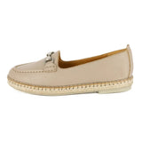 Beige espadrille shoe on a white background