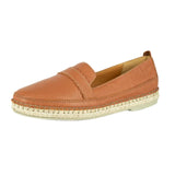 Brown leather espadrille shoe on a white background