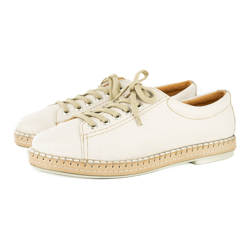 Naledi : Ladies Leather Sneaker in Cream