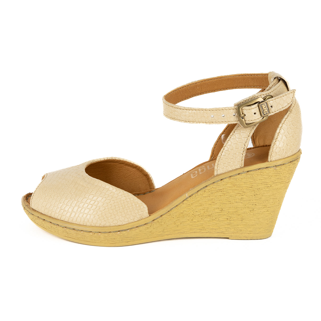 Wanyaza : Ladies Leather High-Heel Wedge Sandal in Aria
