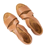 Lekuza : Ladies High-Heeled Leather Sandal in Tan Vintage