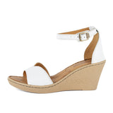 Kano : Ladies Leather High-Heel Sandal in White Cayak