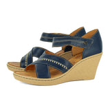 Tangier : Ladies Leather High-Heel Sandal in Marine Cayak